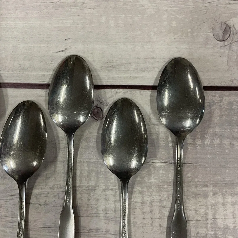 International Silver Mark II Stainless Flatware Colonial Scroll 7 Teaspoons #3